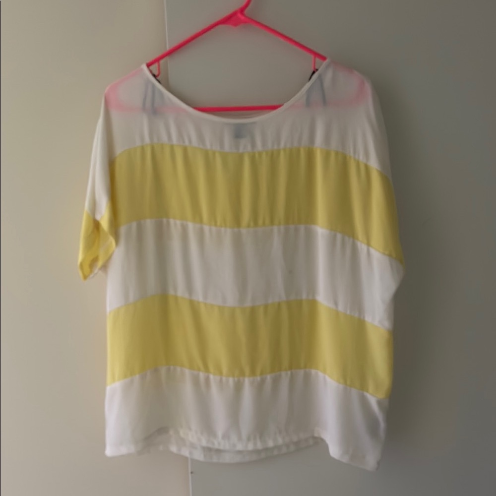 Yellow and White Striped Women's Top
